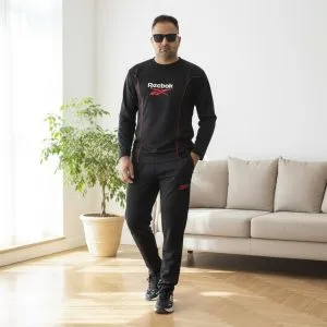 ست تیشرت شلوار آستین بلند مشکی قرمز Reebok مدل 1935